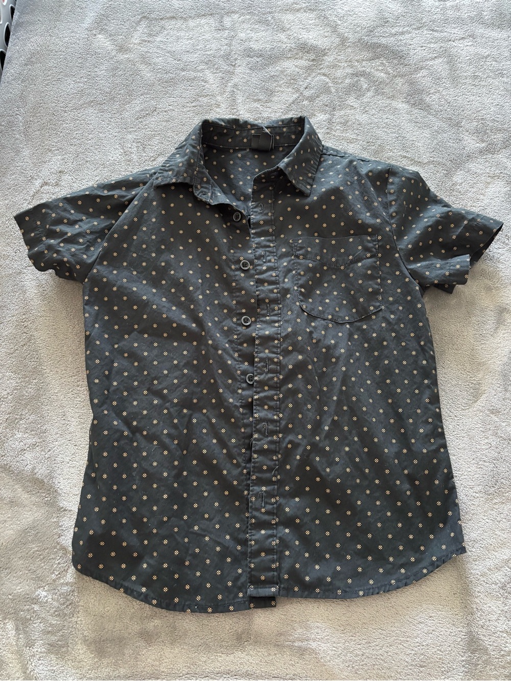 Boys Art Class Short-Sleeve Dot Print Button Up - Size M
